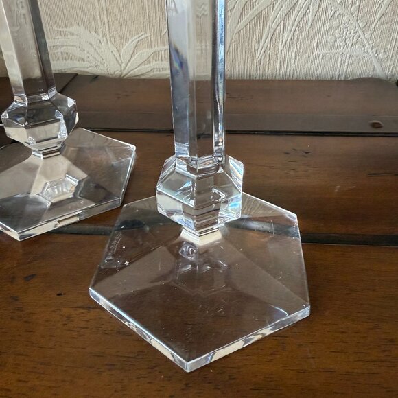 Gardenia by Val St Lambert - Signed Crystal Single Light Candlesticks - Picture 3 of 5